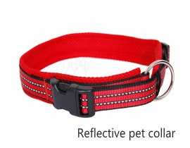 00009 Reflective dog collar,Ref Red/Black stripe