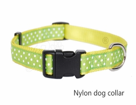 00021 Fashion dog collar,green tape round dot